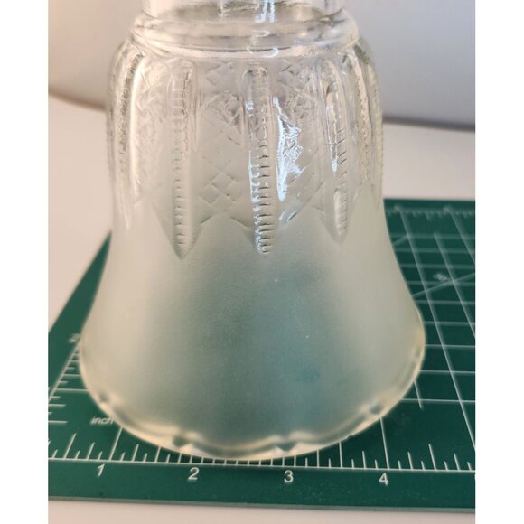 Vintage Frosted Glass Ruffled Lamp Shade Replacement, Diamond Crisscross Bell Li - Picture 11 of 16